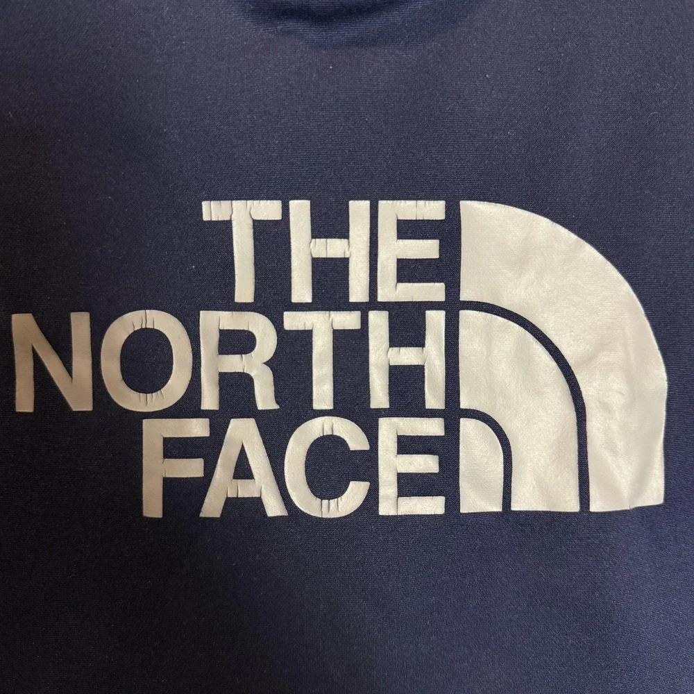 The North Face Hoodie Mens Small Blue Pullover Fleece Logo Graphic Kangaroo‎